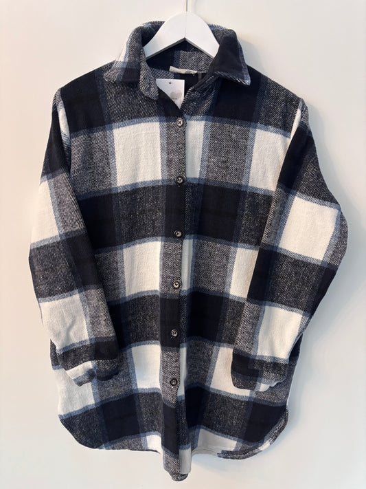 Adora Blue White Plaid Jacket | Sz Small (F09O9)