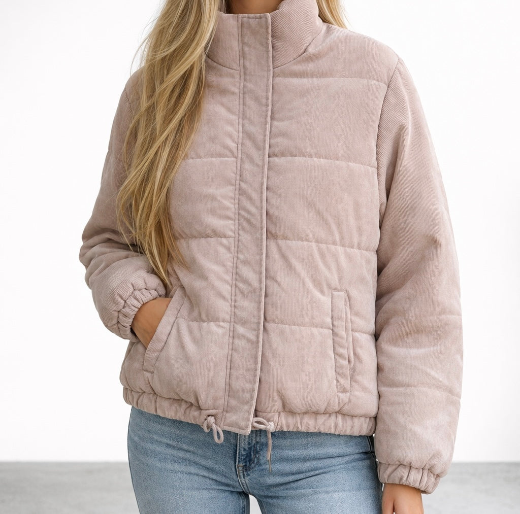 Tattoo Outerwear Pink Corduroy Quilted Jacket | XL (fits like Medium or Large) (D102P3)