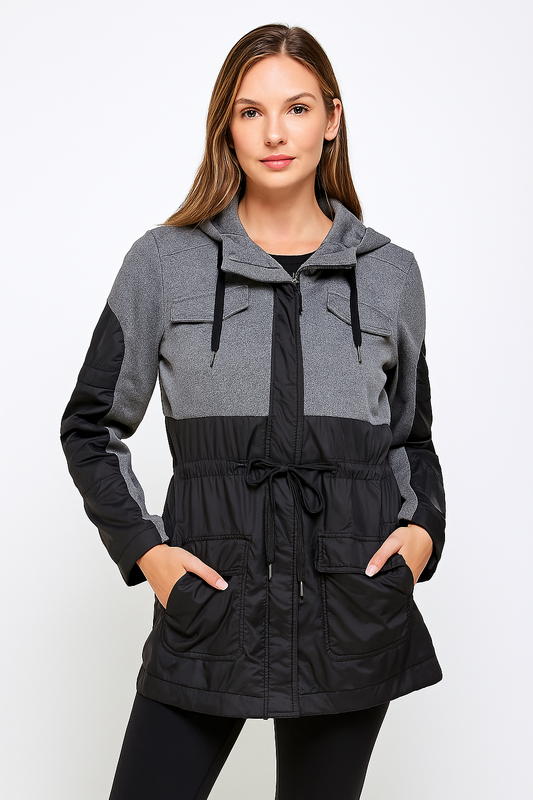MPG Black Mixed Puffer Jacket | Large (O141C16)