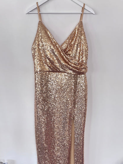 Revelry Gold Sequins Glitter Gown | Sz 12