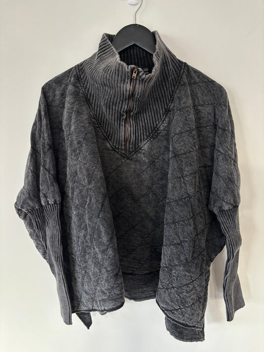 Free People Shiloh Quilted Sweater | Small (Very Oversized)(N115S2)