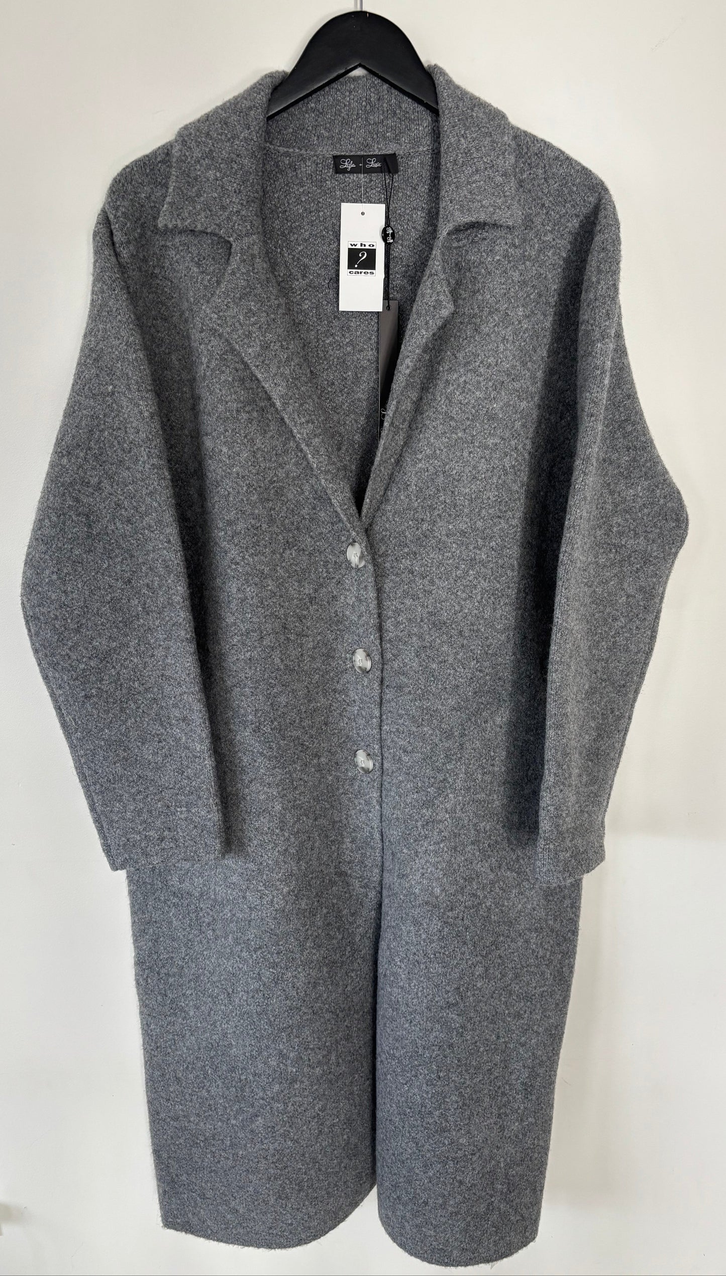 Lyla & Luxe Oversized Victoria Coat Dark Grey | Small (fits like medium or large)