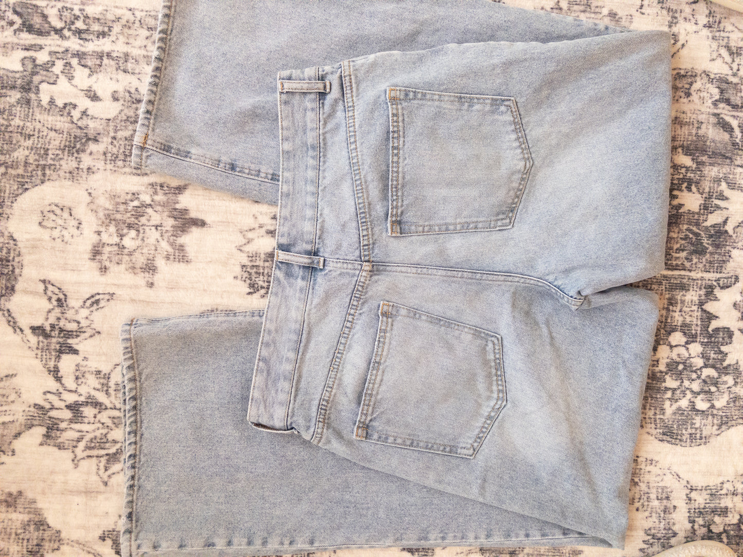 H&M Baggy Wide Leg Loose Button Fly Denim | 8 (N100S20)