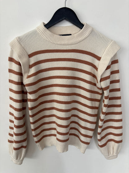 Pretty Garden Beige Striped Sweater | Sz Small