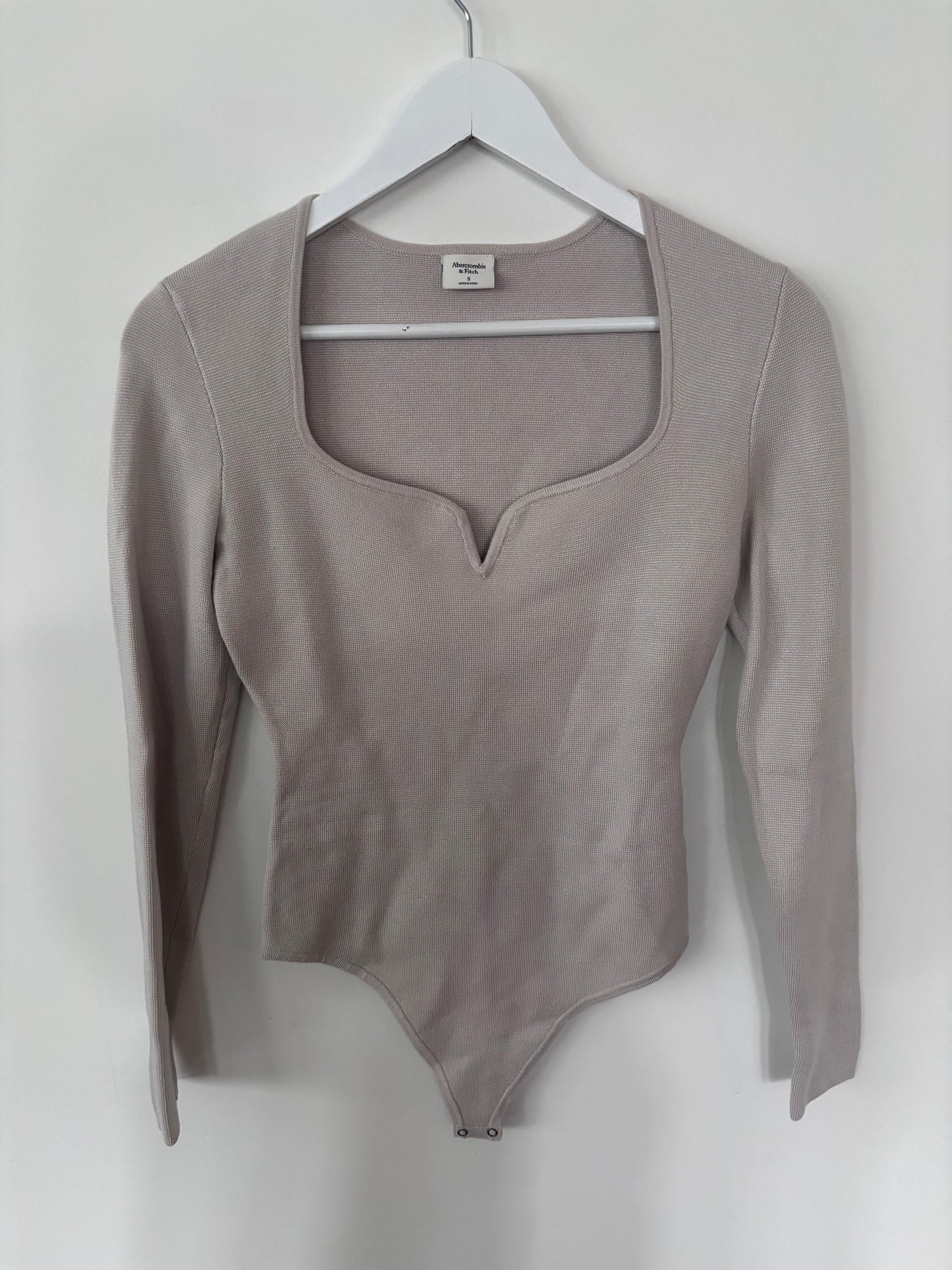 A&F Knit Long Sleeve Beige Bodysuit | Sz Small