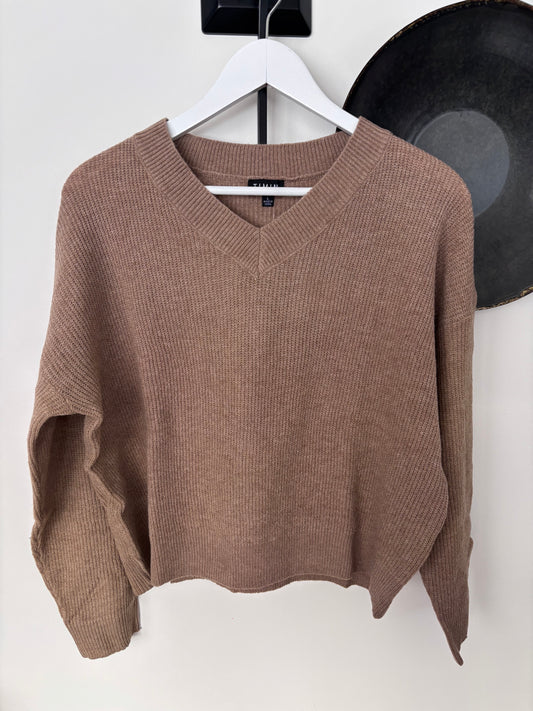 Timing Taupe V-Neck Sweater | Sz Large (M70C1)
