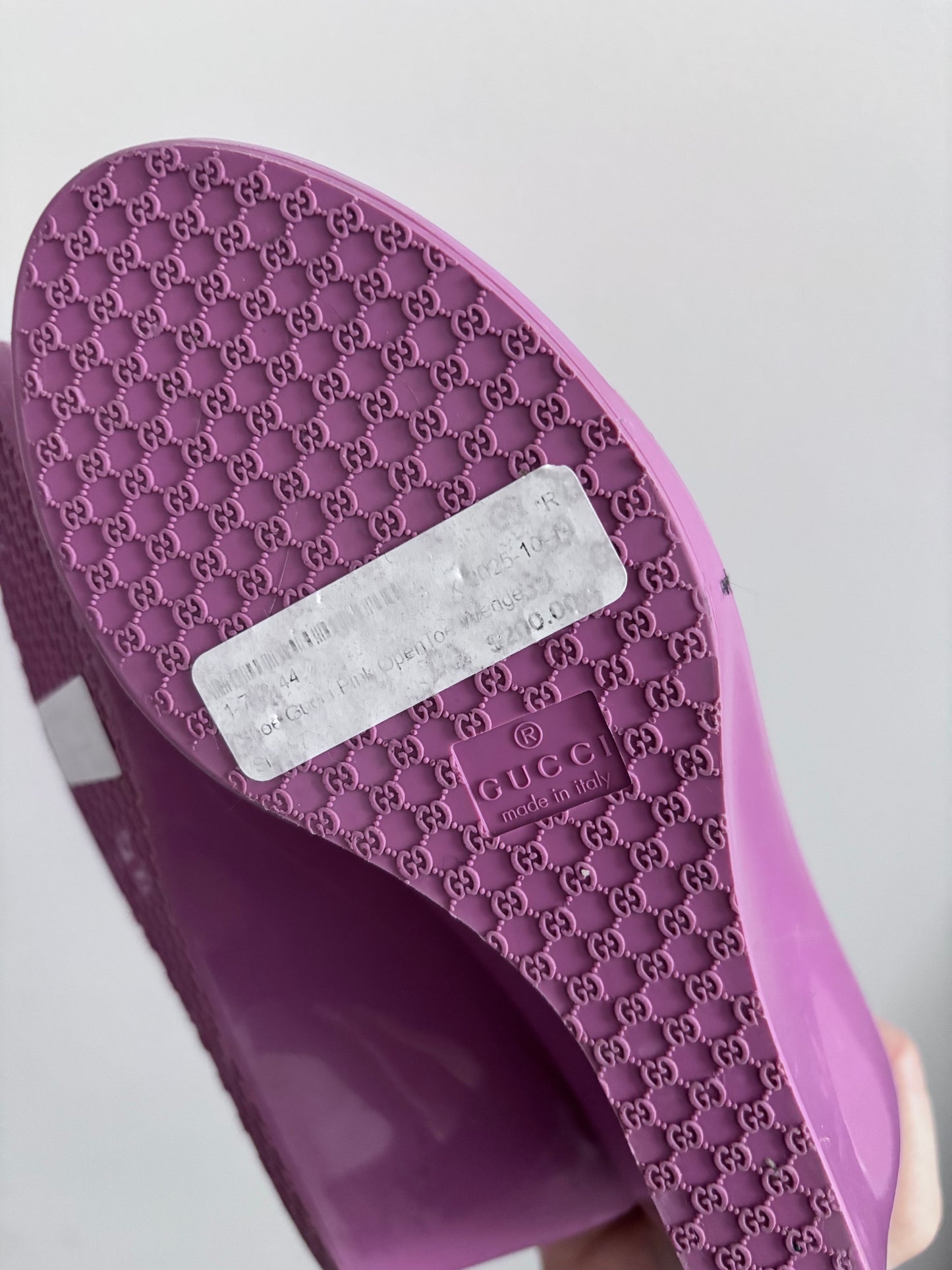 Gucci Pink/Purple Jelly Marola Peep Toe Wedge Pumps | Sz 6