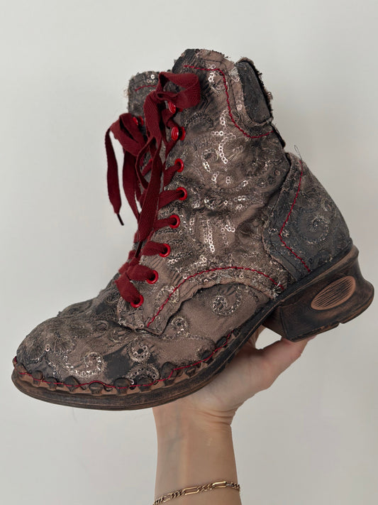 Rover's Zip Ribbon Lace up Boots | Size 7.5