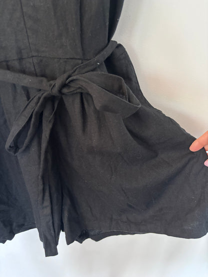 Old Navy Linen Blend Black Romper | Sz Medium (flaw)