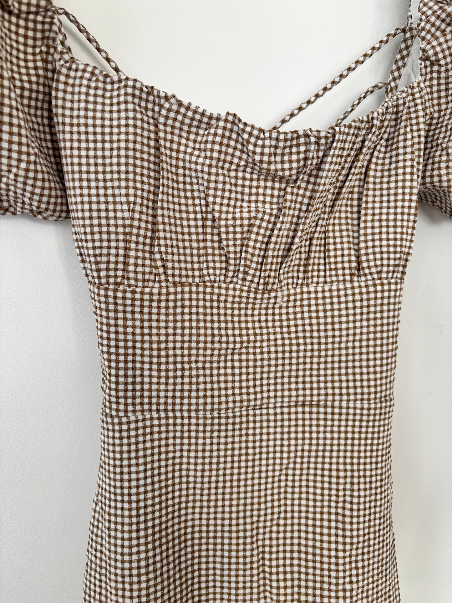 Oak & Fort Gingham Puff Sleeve Mini Dress  Dress | Sz Small (F15L4)