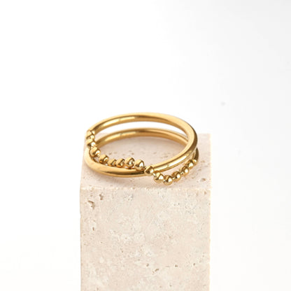 BEJ Beaded X Criss Cross Ring (Sz 6)