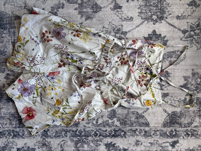 H&M Floral Linen Blend Romper (tie up back) | Sz Small