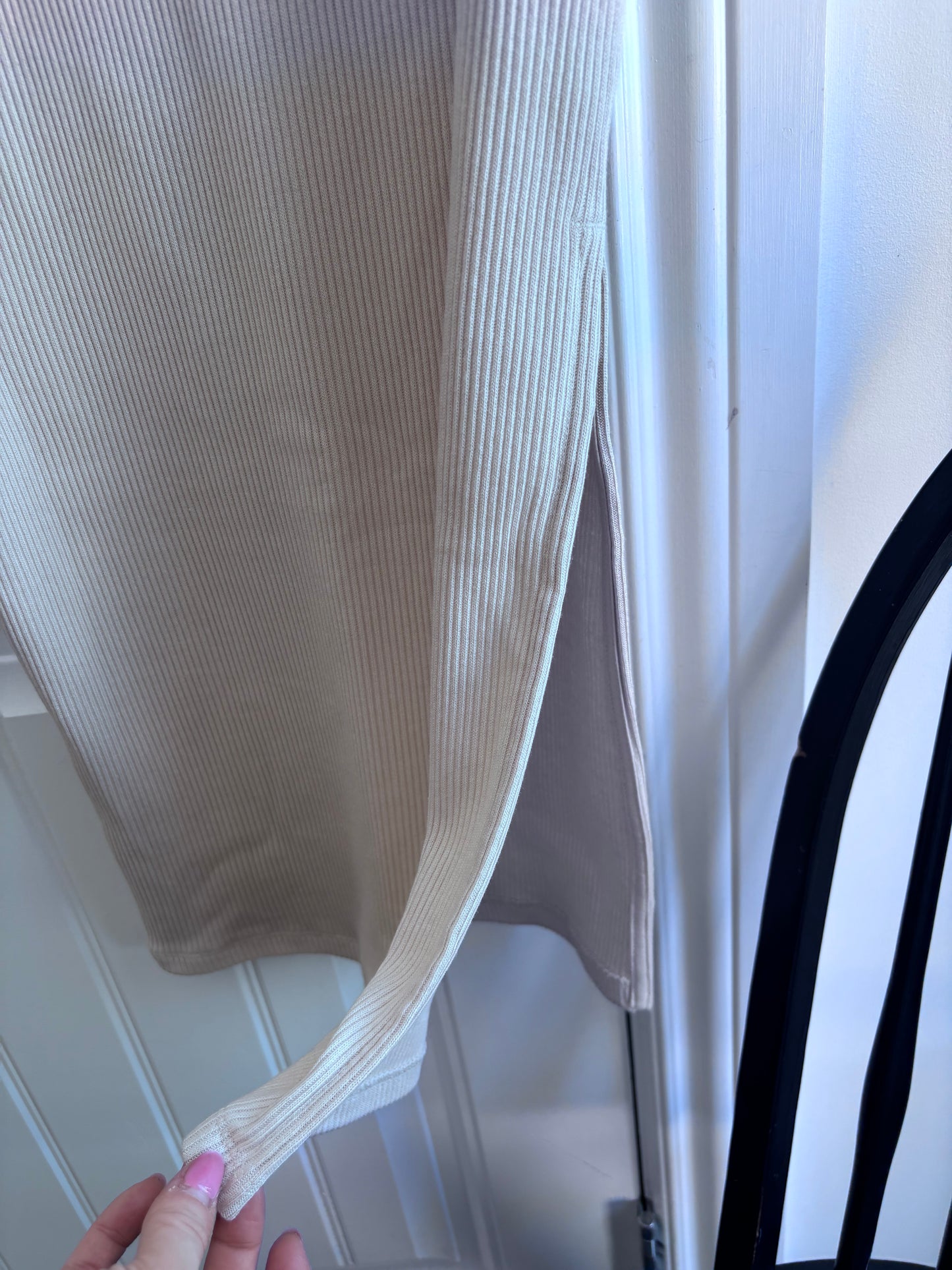 Old Navy NWT Twist-Front Rib-Knit Midi Dress in Cream | Sz XS (CS25W8)