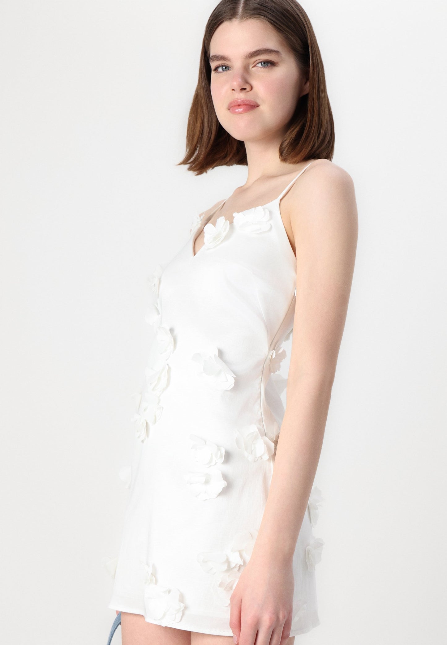 A&F White 3D Applique Mini Dress | Sz Medium