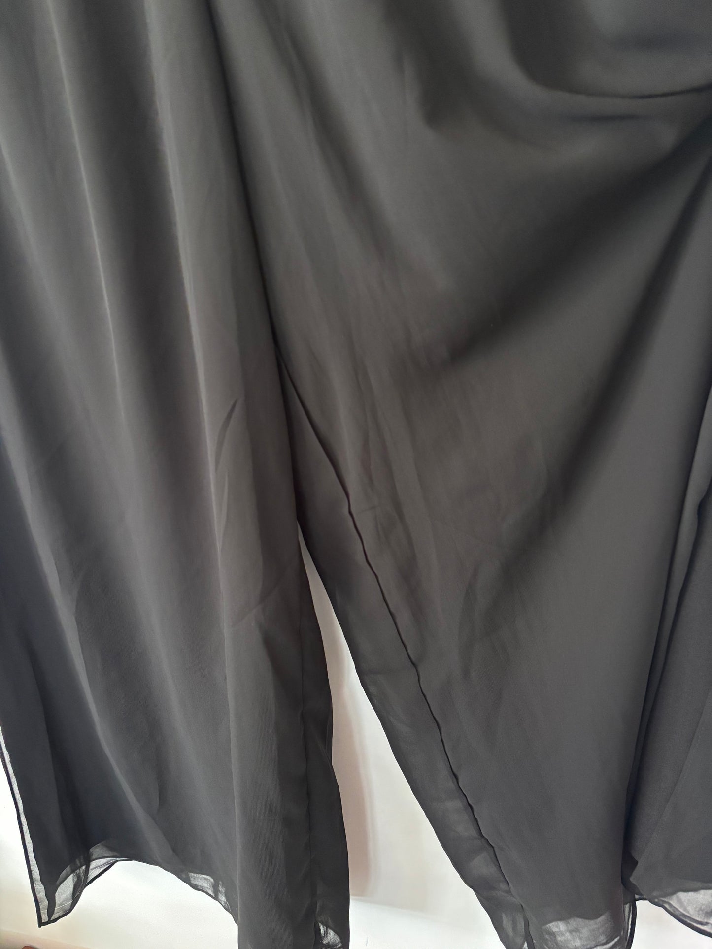 MsGlamour Black Wide Leg Chiffon Layer Pants NWT  | Sz XXL