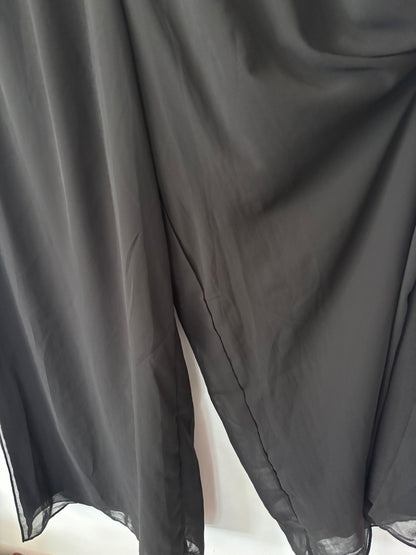 MsGlamour Black Wide Leg Chiffon Layer Pants NWT  | Sz XXL