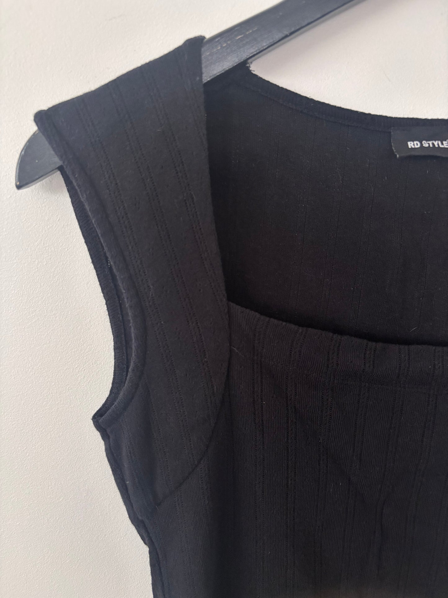 RD Style Pointelle Squareneck Top in Black | Sz XS (fits like small)