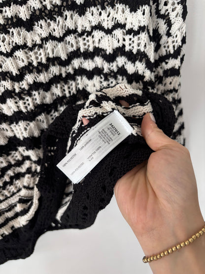Devoted Black/White Striped Crochet Sweater| Sz XL