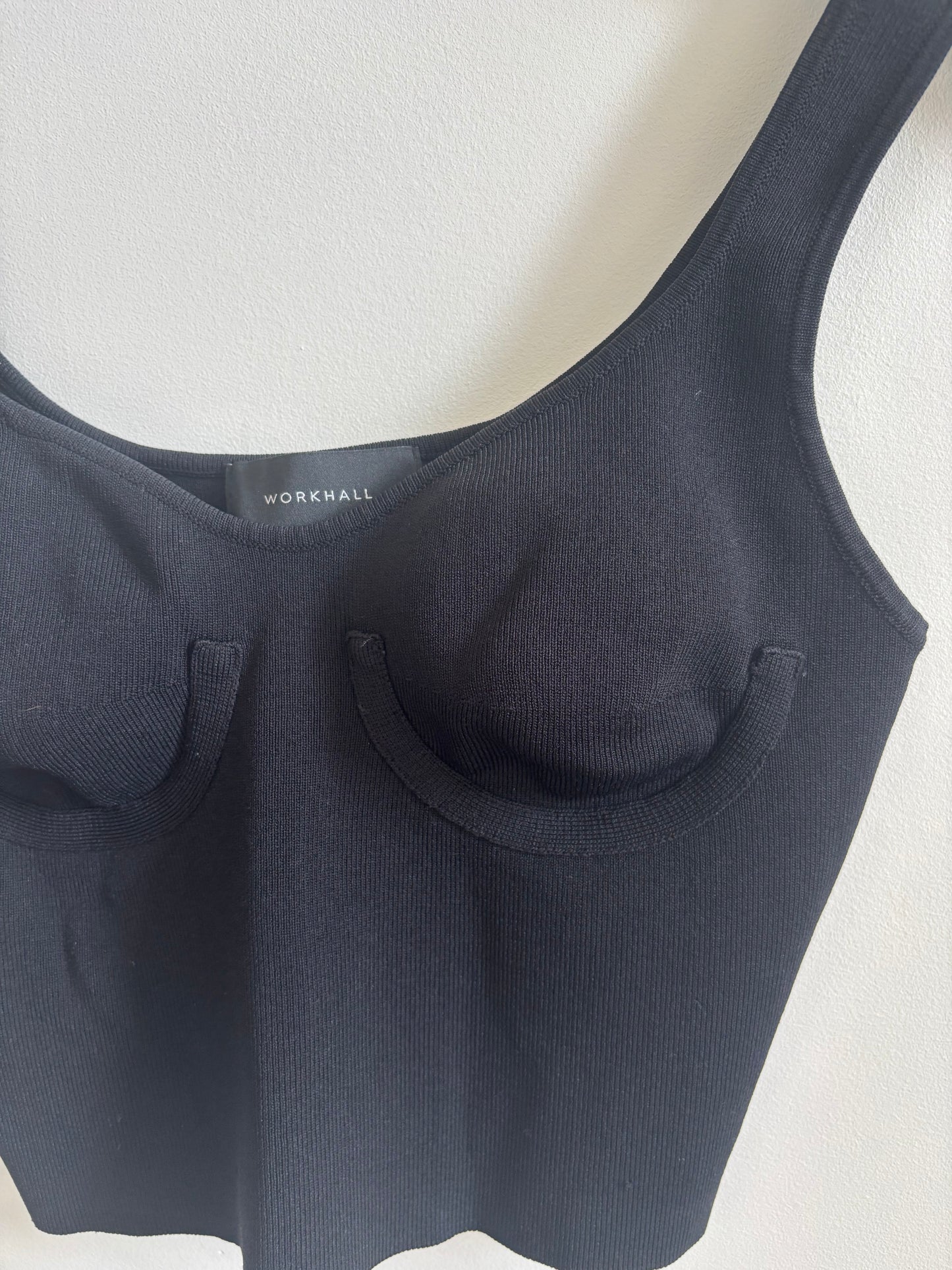 Workhall Black Cropped Knit Tank | Medium