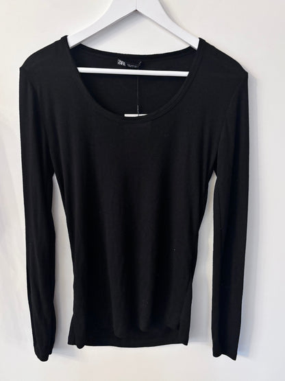 Zara Long Sleeve Black Top | Sz Large