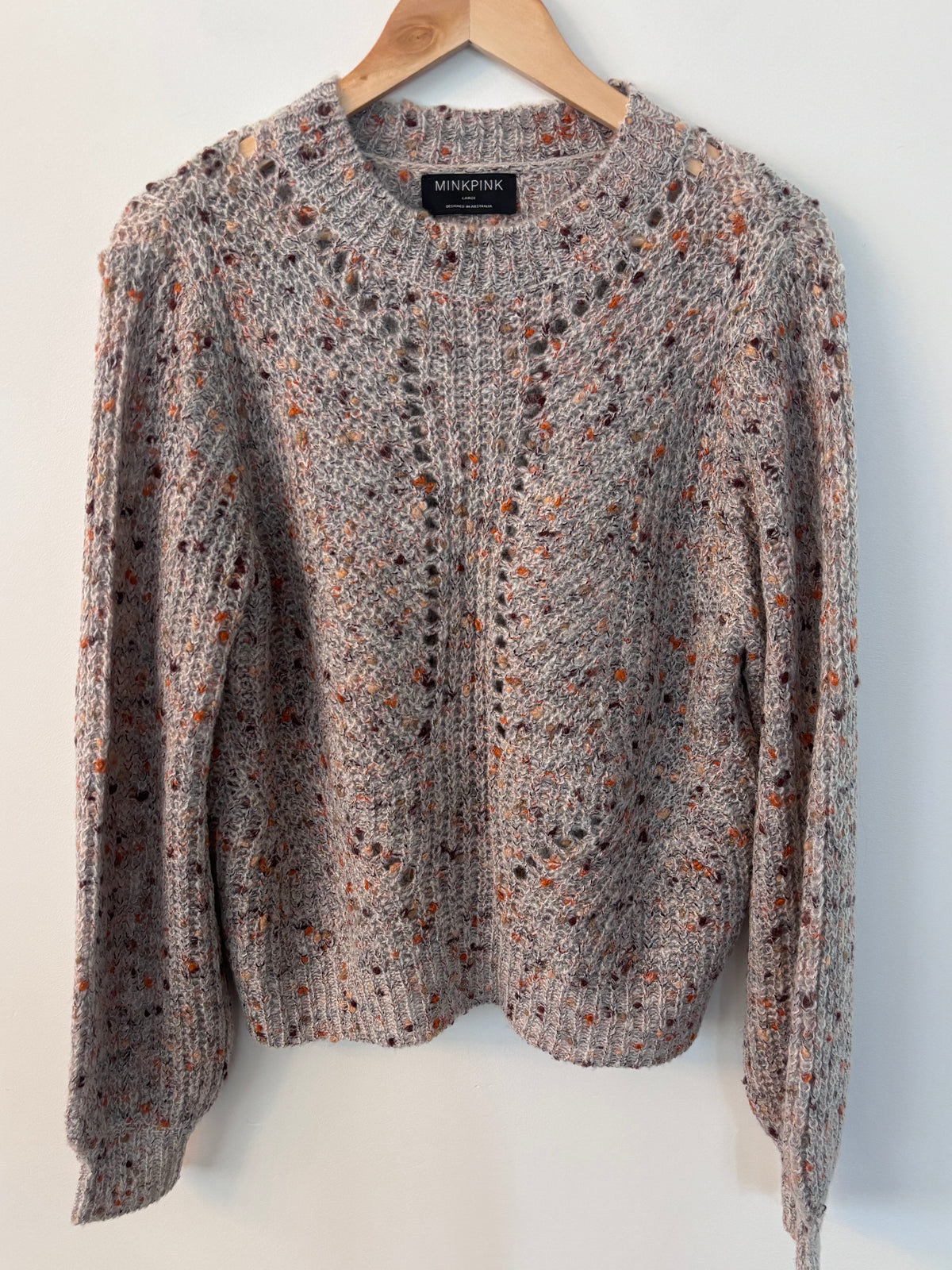Minkpink Aleppo Open-Knit Confetti Sweater | Sz large (fits m/L)