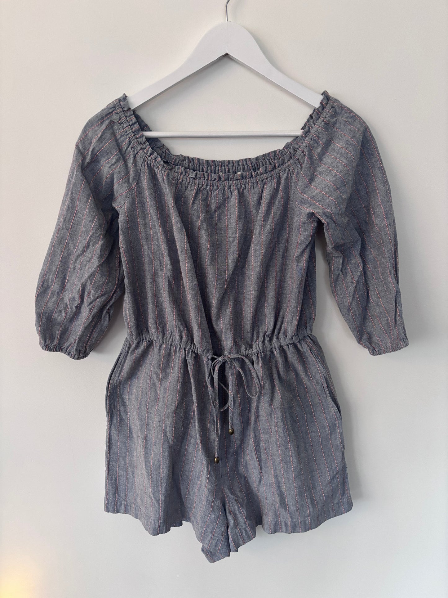 Drawstring Waist Off-The-Shoulder Romper | Small/Medium