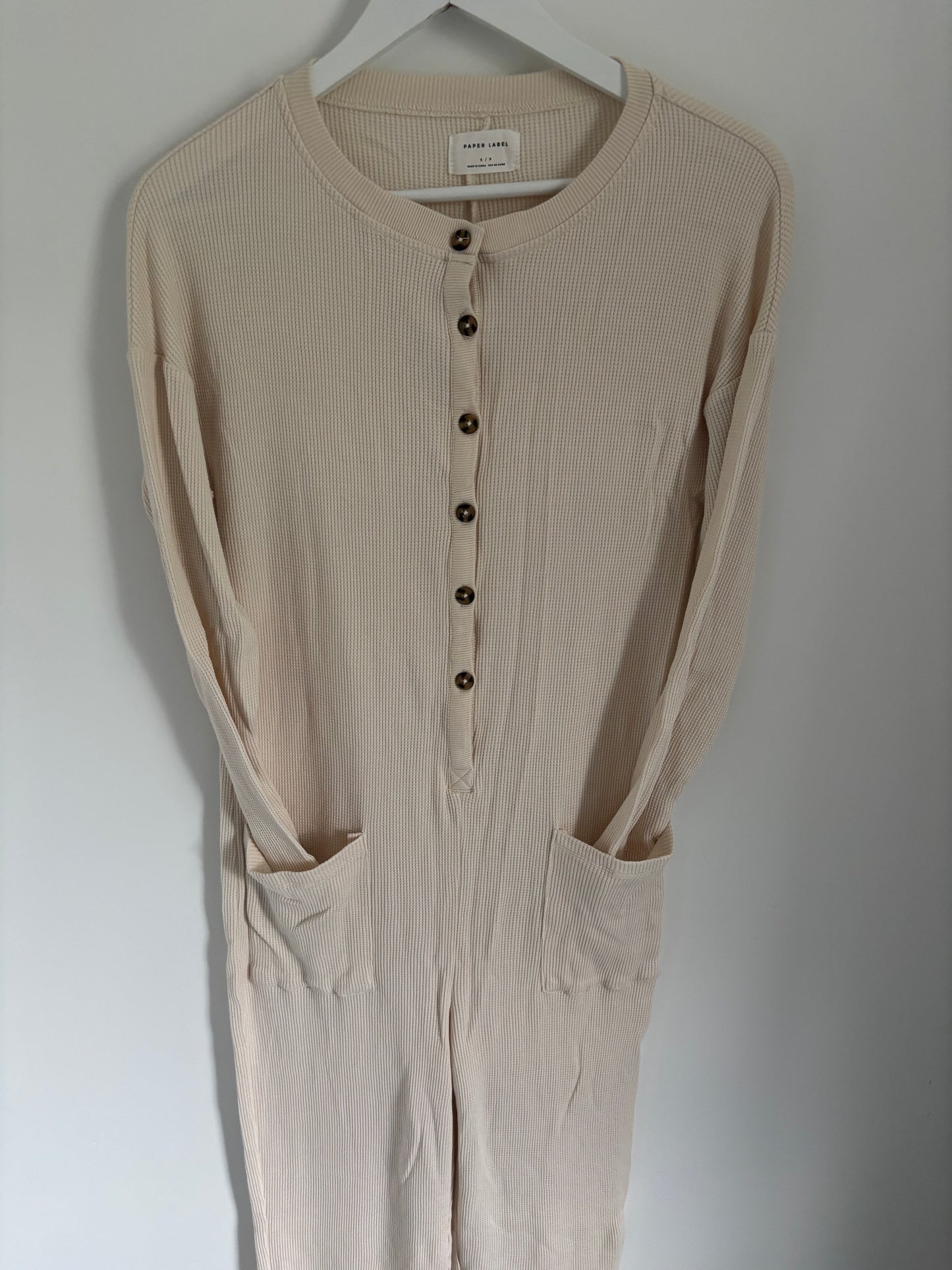 Paper Label Waffle Playsuit (natural) | Oversized Small