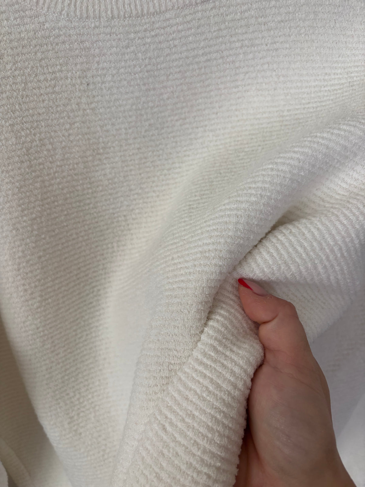 Black Tape Ribbed White Sweater | Sz Small (oversized)