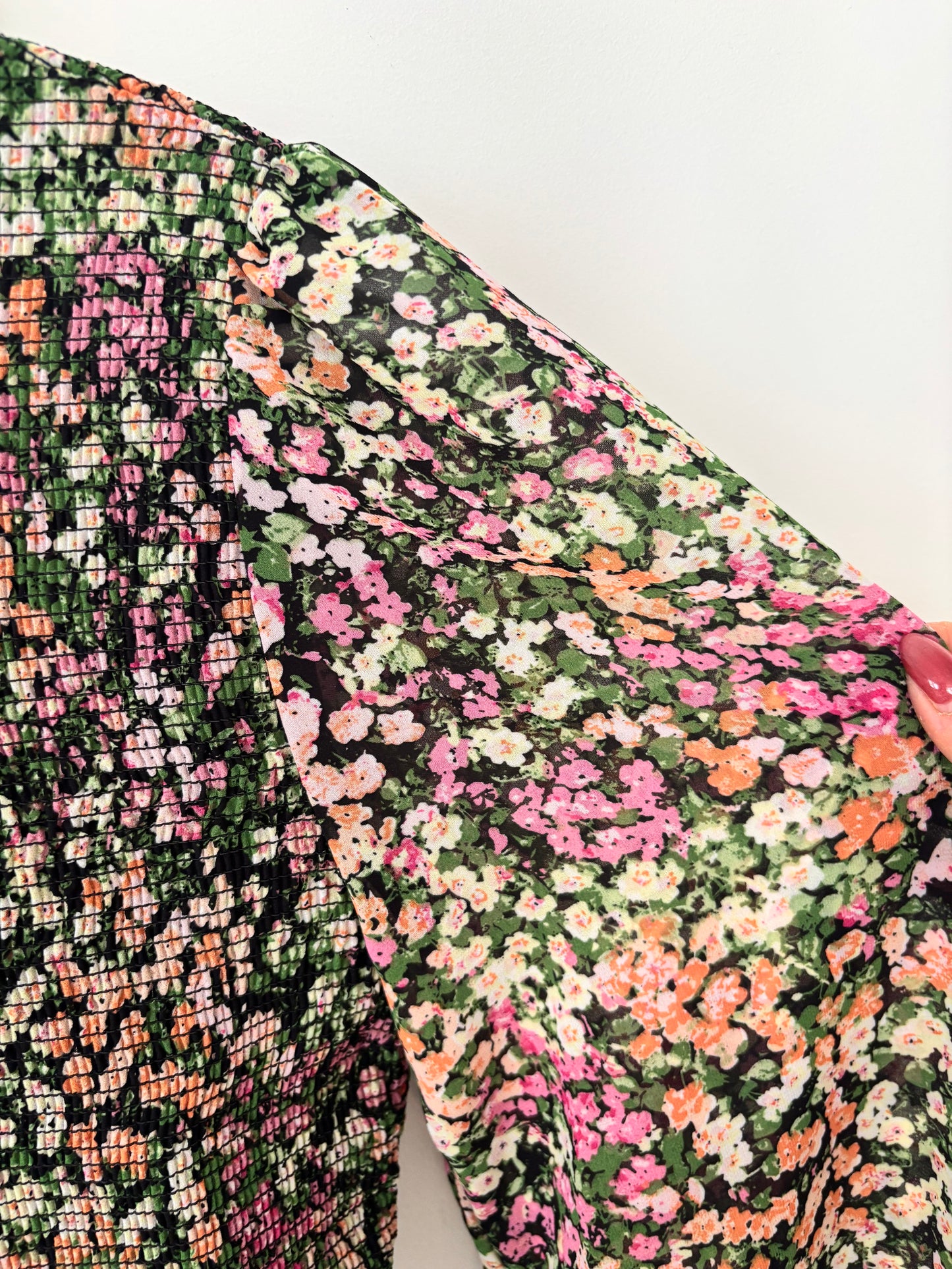 Dex Smock Floral Top Ruffle Hem | Sz Medium (A61T2)