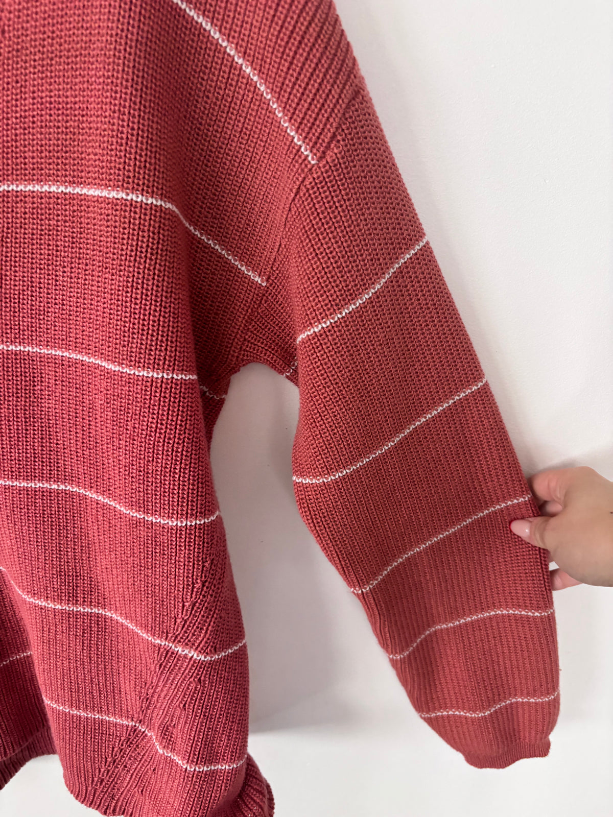 Gentle Fawn Striped Tucker Sweater in Muted Clay Stripe | Sz Medium (oversized)