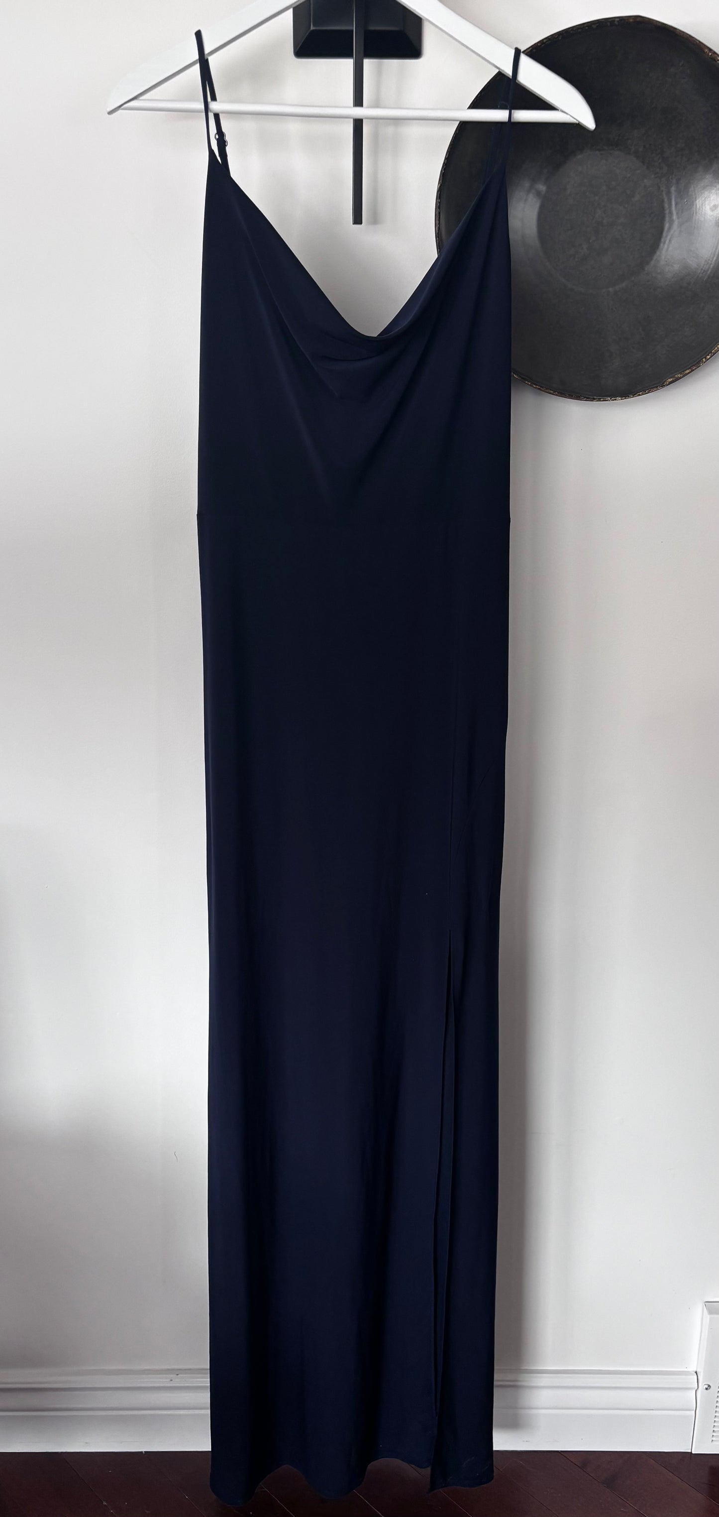 Le Chateau Navy Cowl Neck Maxi Dress | Sz Large
