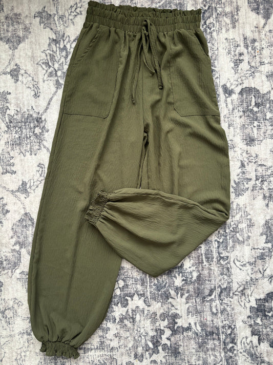 CDM Green Lightweight High Rise Joggers | Sz Medium (Sz 27/28)