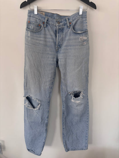 Levi's 501 90s Light Wash Distressed Denim | Sz 27 (loose fit)