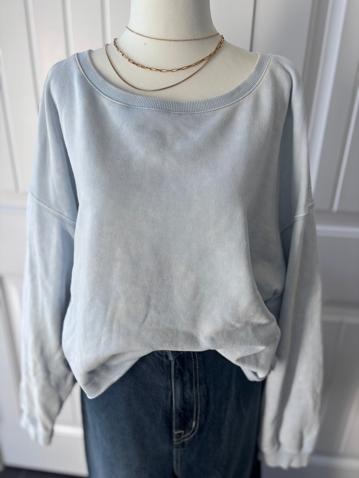 Gentle Fawn Oversized Cotton Light Blue Crewneck | Sz Large (oversized)