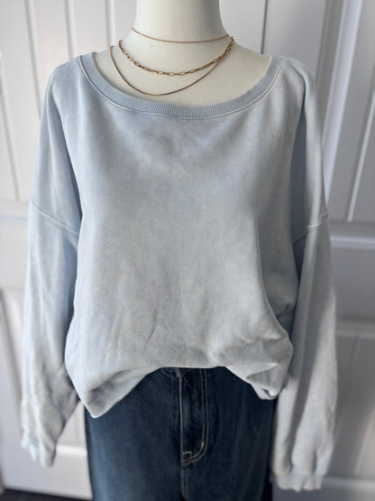 Gentle Fawn Oversized Cotton Light Blue Crewneck | Sz Large (oversized)