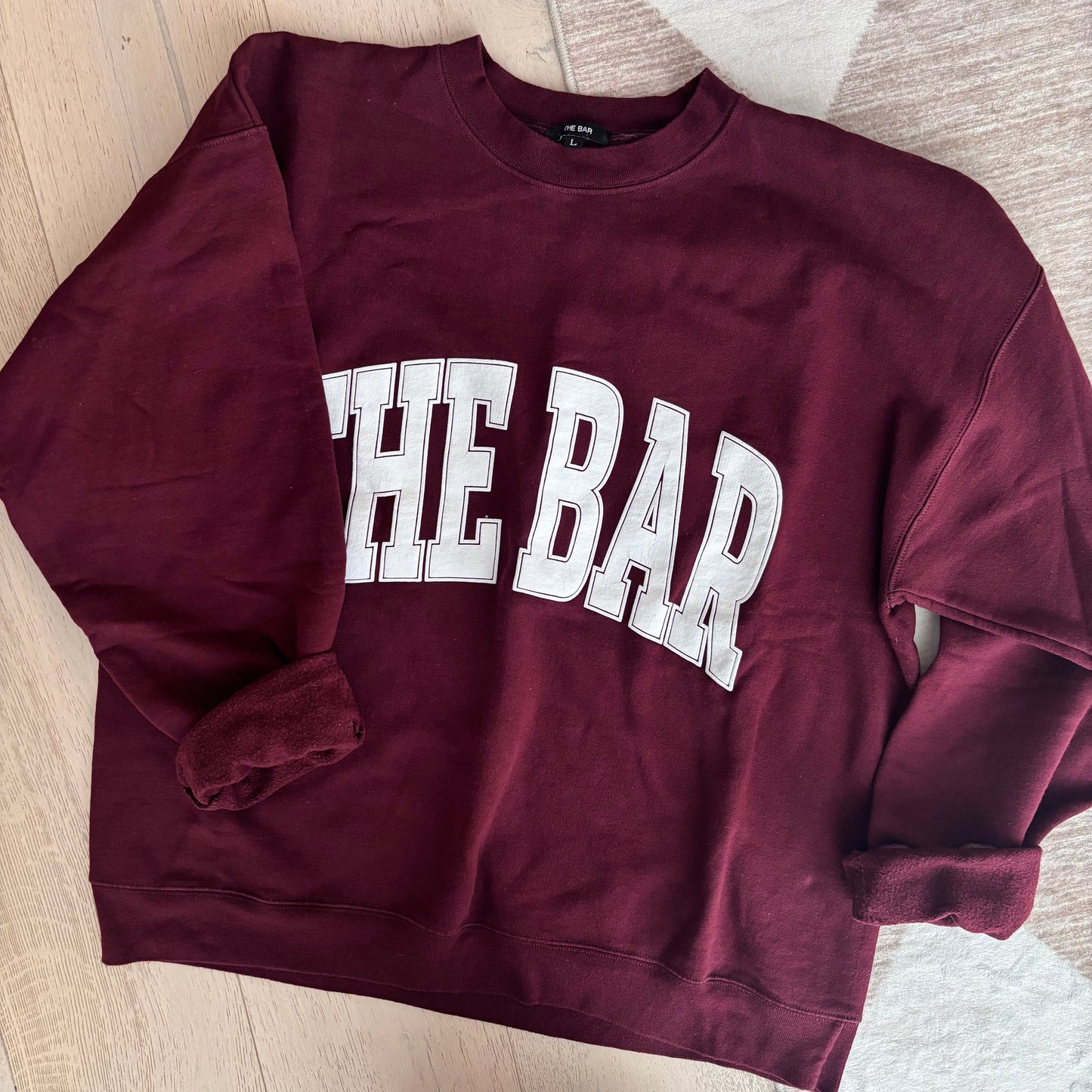 The Bar Maroon Varsity Crewneck Sweater | Sz Large