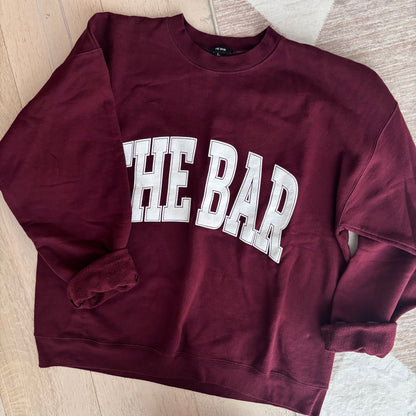 The Bar Maroon Varsity Crewneck Sweater | Sz Large