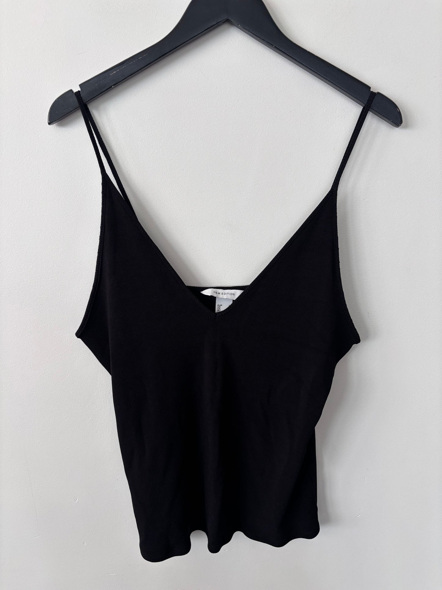 H&M Ribbed Black V Neck Cami | Sz XL