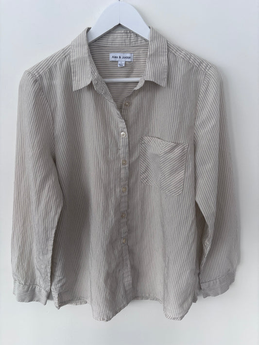 Striped Lightweight Button Down Top | Sz Large