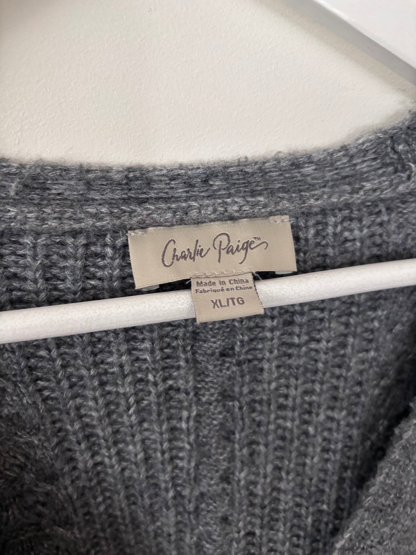 Charlie Paige Grey Chunky Knit Cardigan | Sz XL