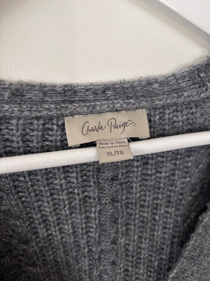 Charlie Paige Grey Chunky Knit Cardigan | Sz XL