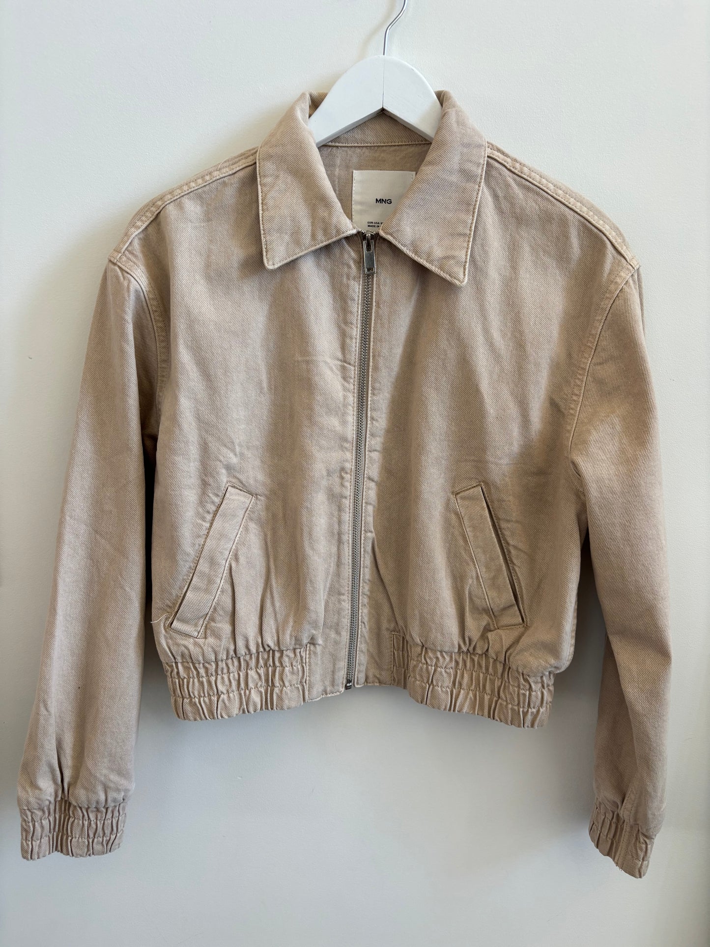 MANGO Blake Denim Bomber Jacket | XS (O55M10)