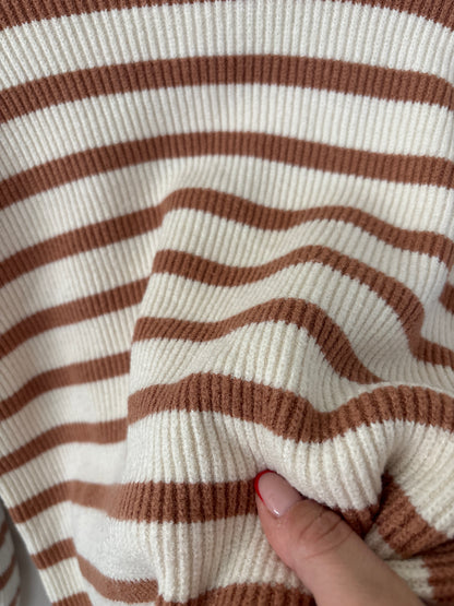Pretty Garden Beige Striped Sweater | Sz Small