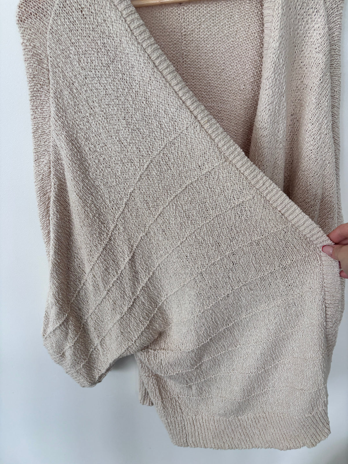 Gentle Fawn Beige Textured Open Cardigan | Sz Large