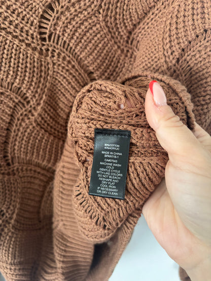 Moon & Madison Brown Pointelle Knit Sweater | Sz Large