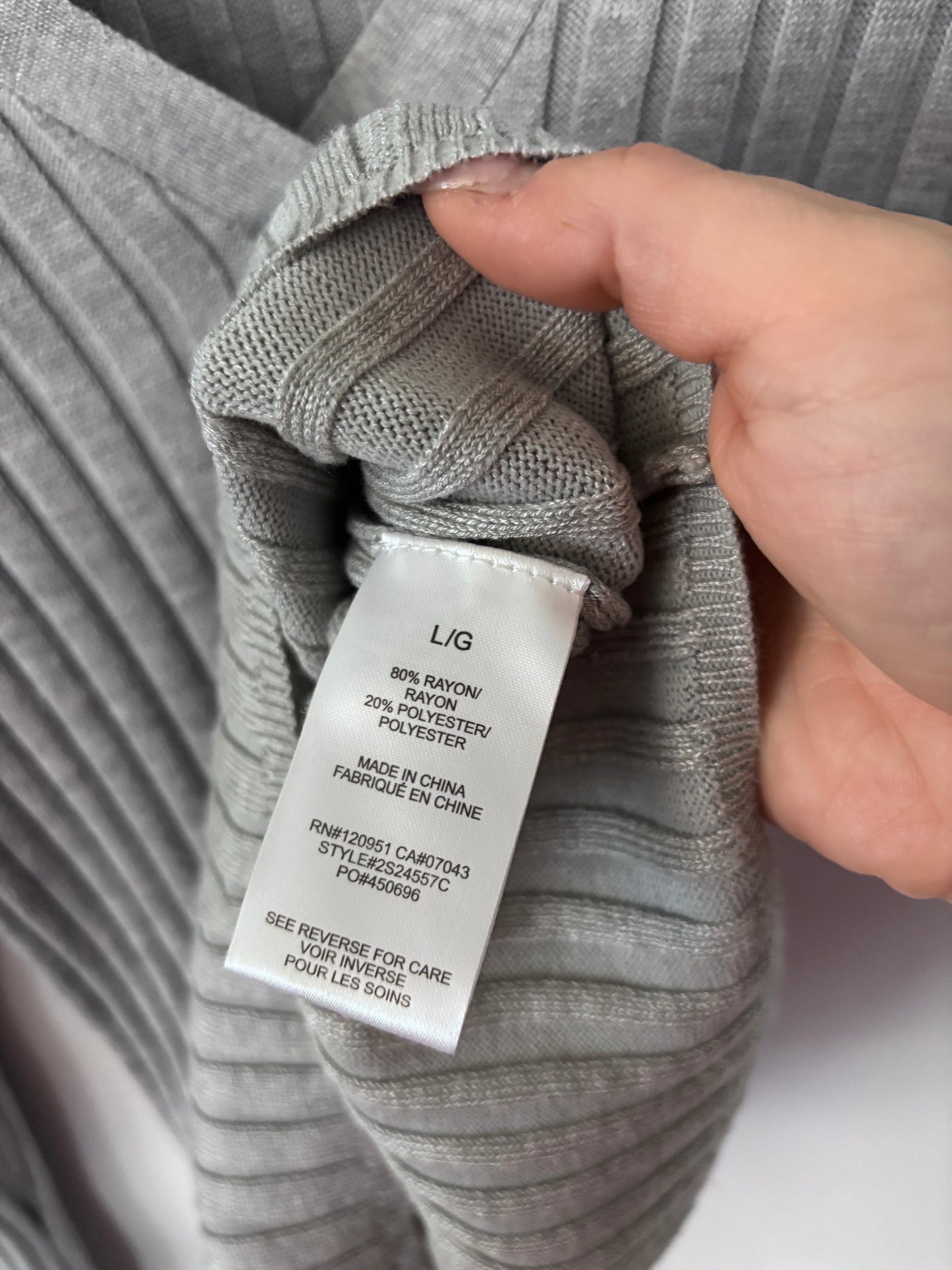 Pink Rose Grey Ribbed Polo Sweater | Sz Small
