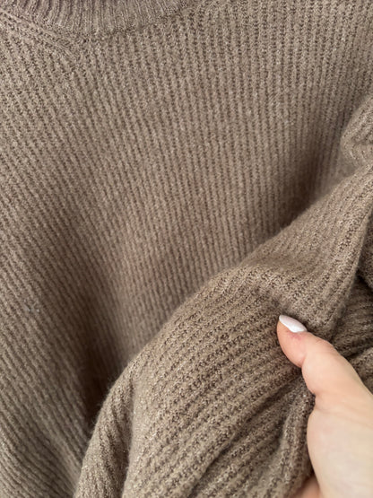 French Connection Light Brown Knit Mockneck Sweater | Sz Large