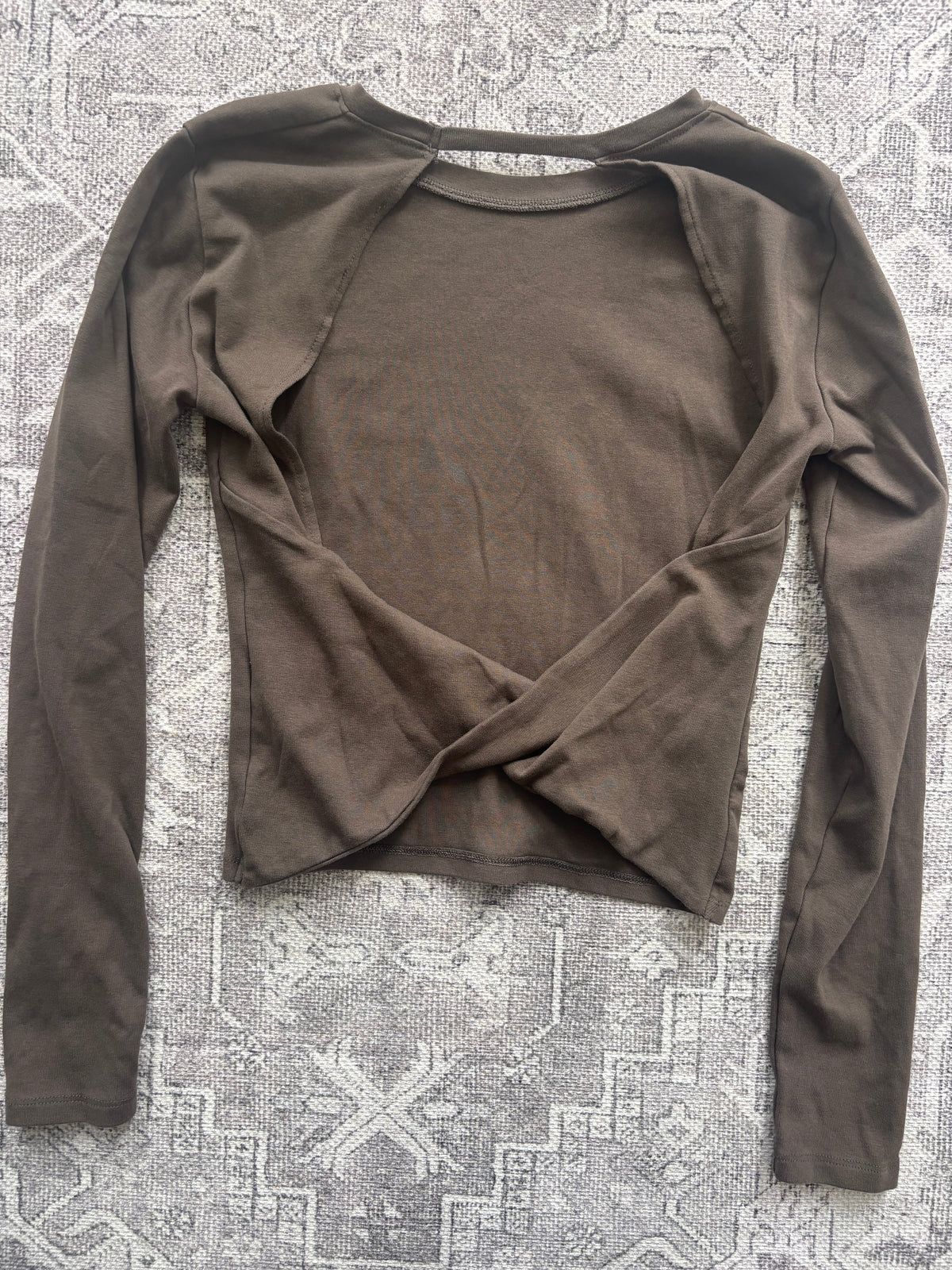Zara Open/Twist Back Brown Long Sleeve Shirt | Sz Large