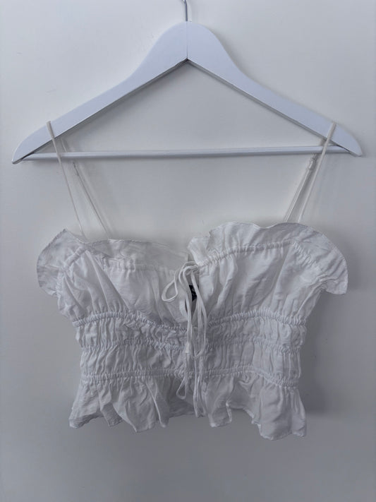 Dynamite White Tie Front Top | Sz Small (M169R5)