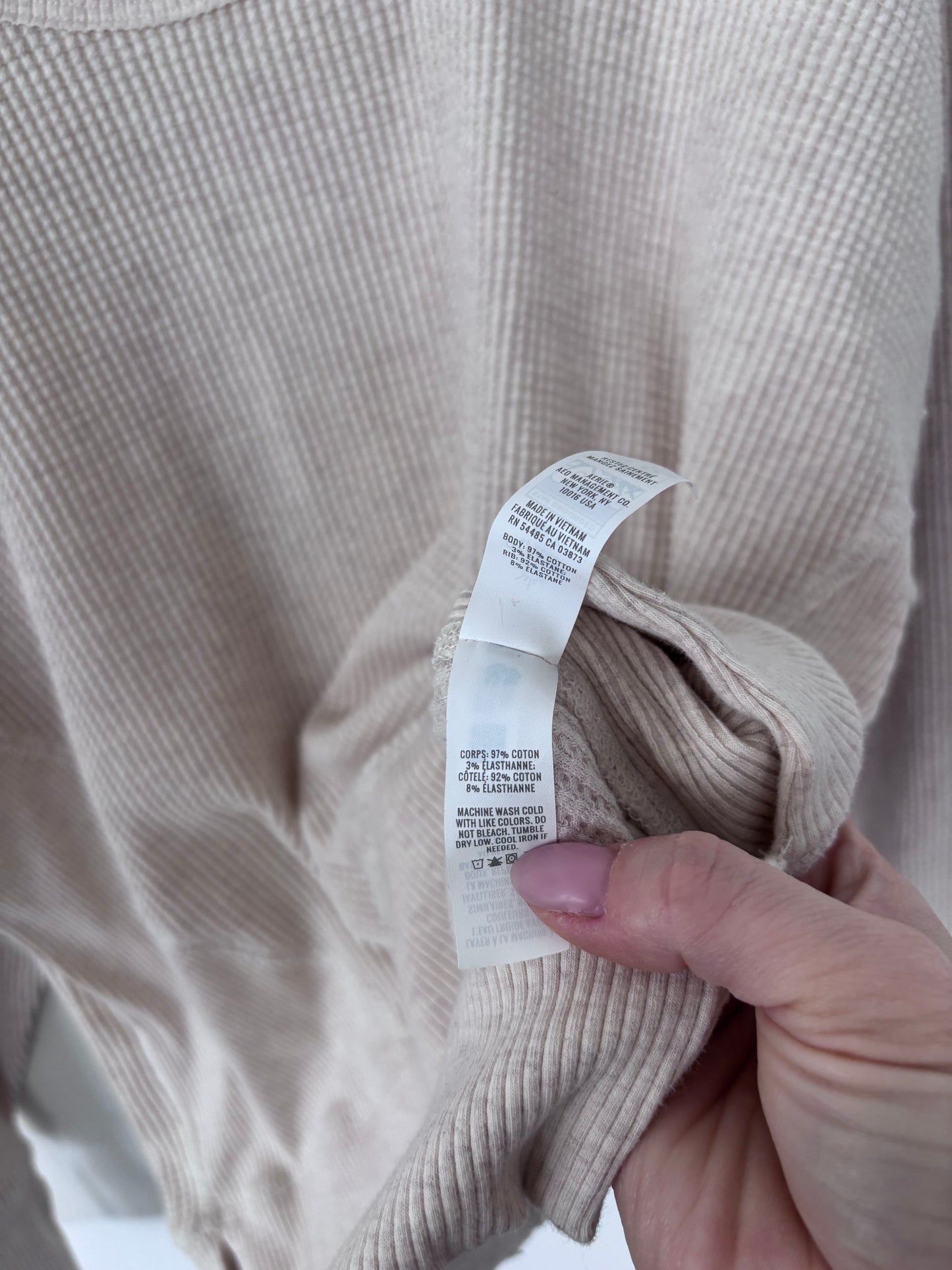 Offline by Aerie Big Hug Oatmeal Waffle Long Sleeve | Sz XS (fits like Medium)
